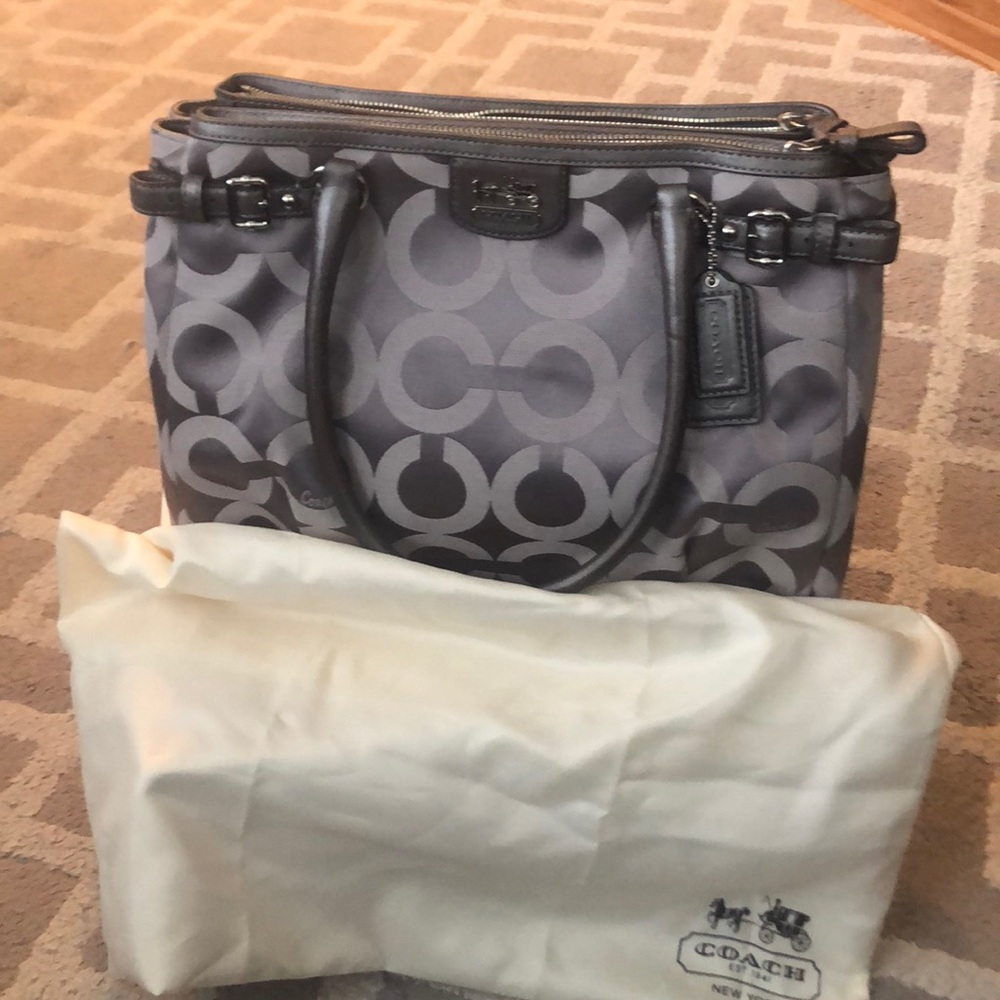 Large coach gray silver purse